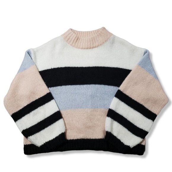 bp Sweaters - BP. Knit Baloon Sleeve Colorblock Sweater Womens Size S Mock Turtleneck